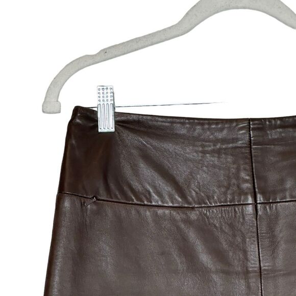French Connection Vintage Brown Leather Pencil Skirt | Size 6 - Picture 2 of 7